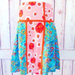 Colorful floral aline pleated skater skirt